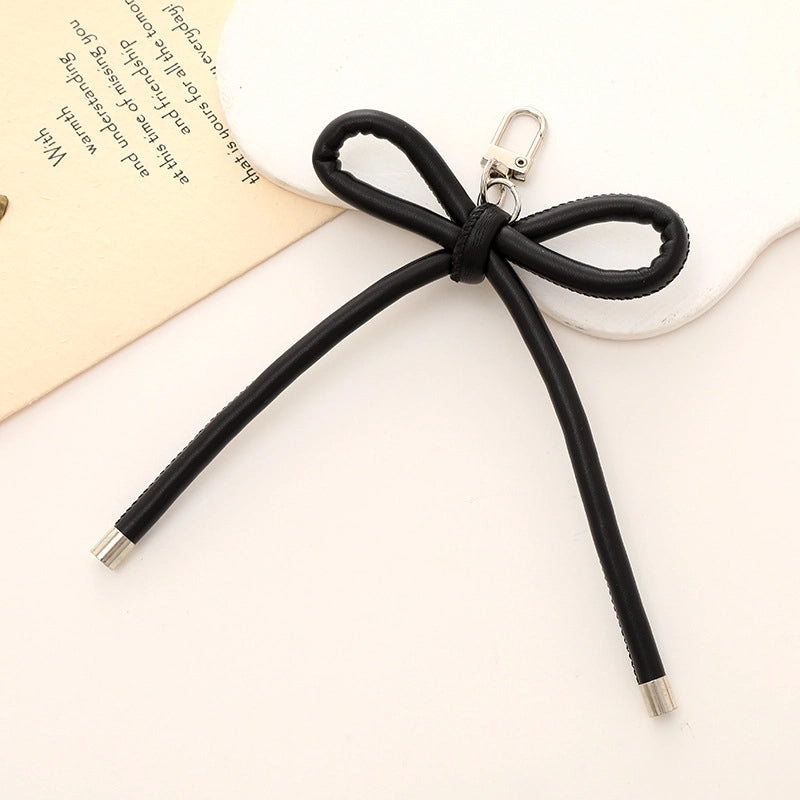 Basic Bow Knot Pu Leather Bag Pendant Mobile Phone Chain Keychain
