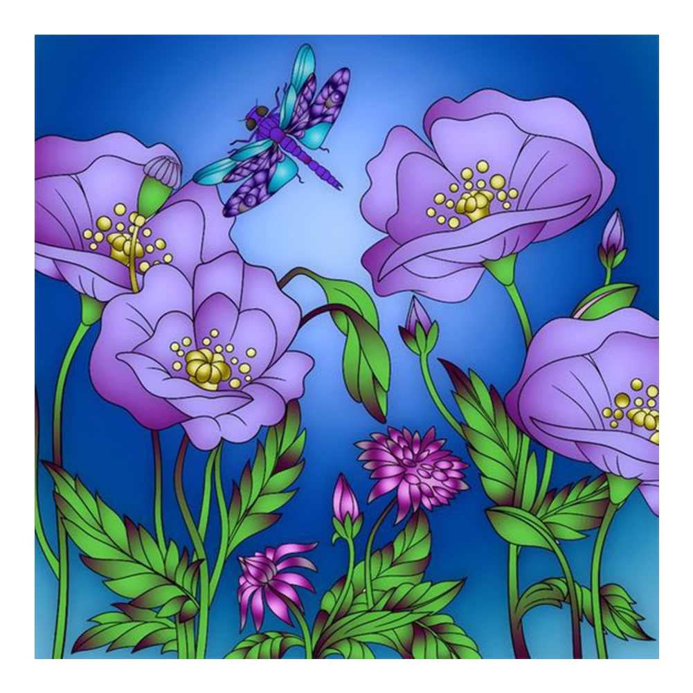 

Dragonfly Flower - Round Drill Diamond Painting - 30*30CM, 501 Original