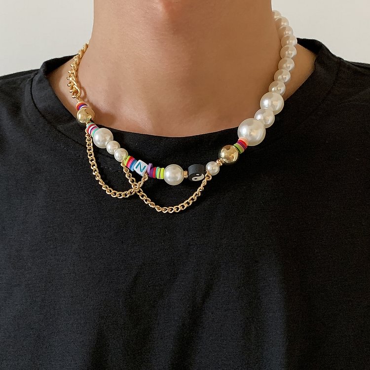 New Street Hip Hop Style Pearl Necklace