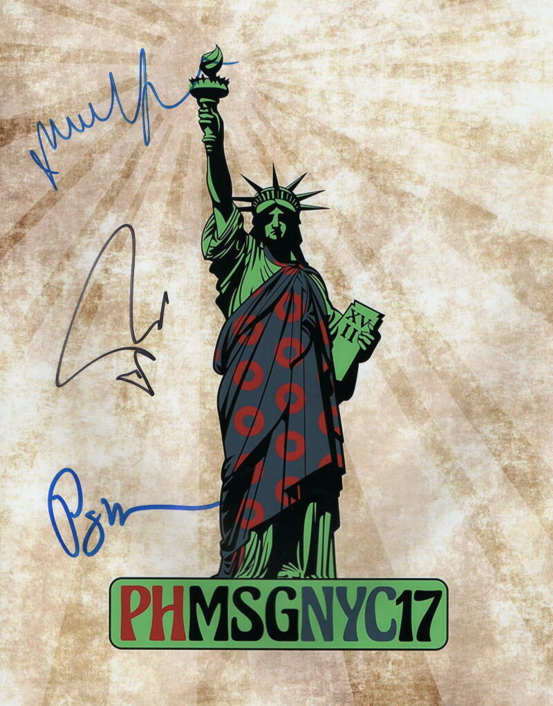 PHISH BAND SIGNED AUTOGRAPH PHMSGNYC17 11X14 Photo Poster painting - TREY ANASTASIO, MIKE, PAGE