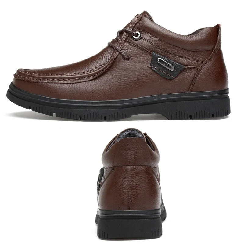 Size 47 New Mens Genuine Leather Boots 2021 Fashion High Top Winter Shoes Lace Up Ankle Boots Autumn Shoes Men Warm Footwear