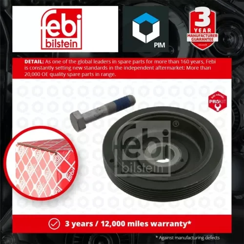 Crankshaft Pulley fits FIAT ULYSSE 220 1.9D 95 to 02 Belt 9608938980 Febi New Parts
