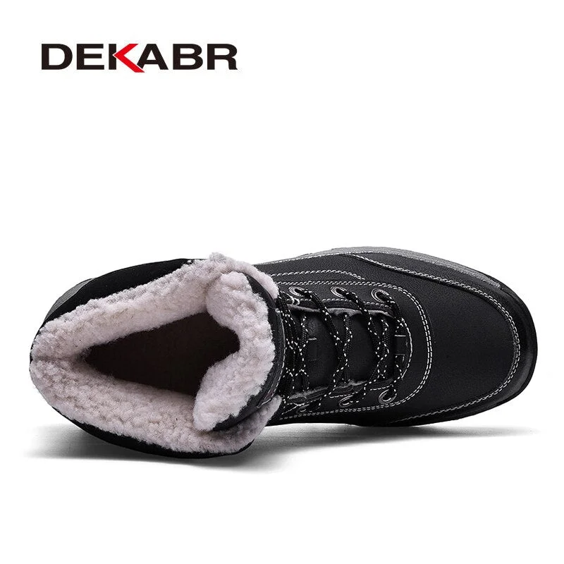 DEKABR Men Fashion Warm Boots 2022 Autumn&Winter Shoes Men Casual Boots Male Brand Genuine Leather Lace-up Ankle Work Men Boots