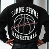 Unisex Black Basketball Print Oversized Casual Loose Hoodie by Inlyline