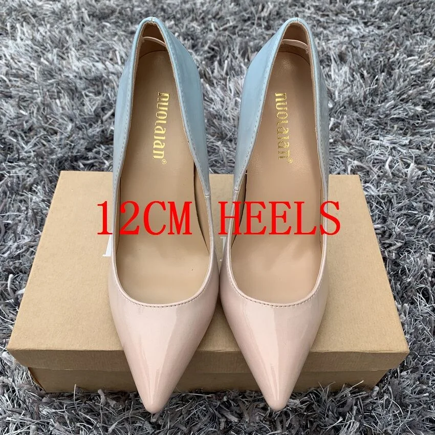 2019 Brand fashion Women Shoes Patent Leather Woman Shoes Sexy Stilettos Ladies High Heels 12cm/10cm/8cm Pointed Toe Women Pumps