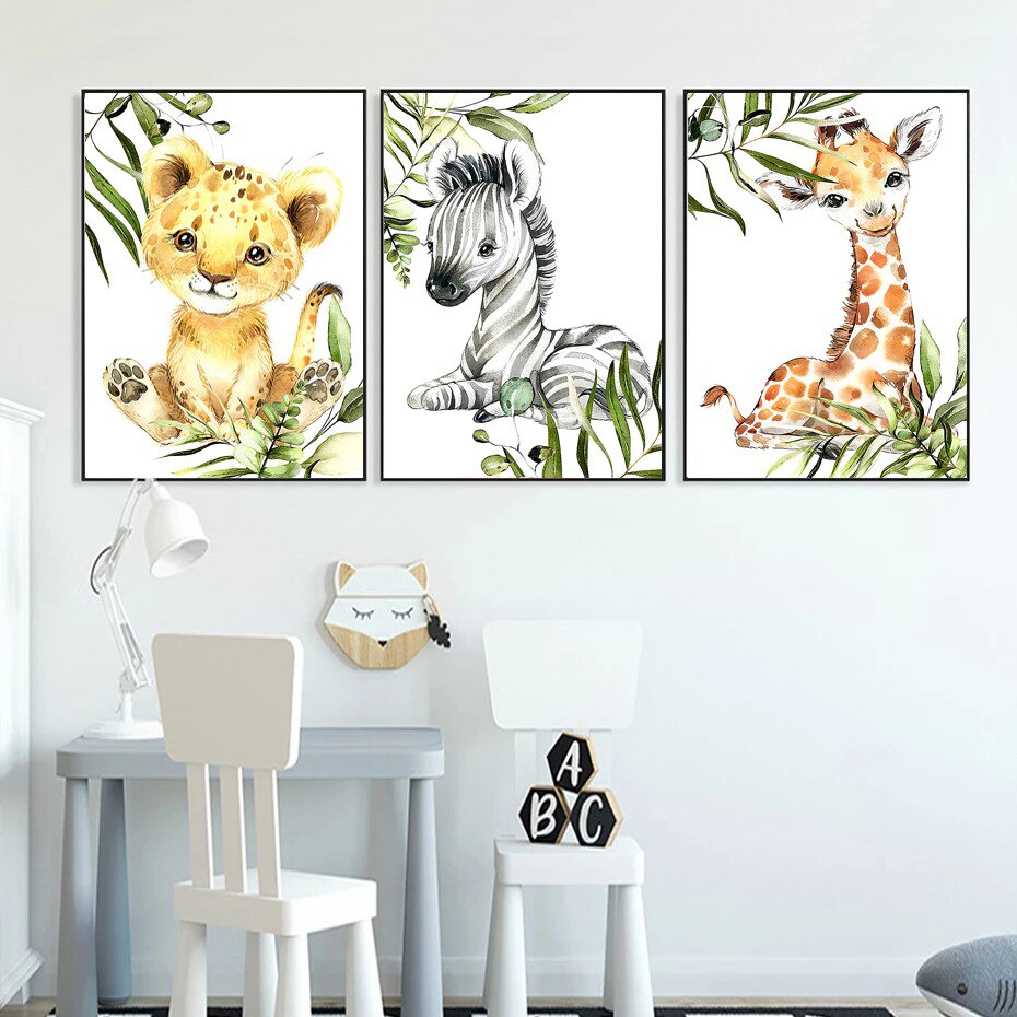 Print Artwork Wall Art Animal Tiger Zebra Giraffe Decoration Painting Home Decoration 20"x28"x3pcs