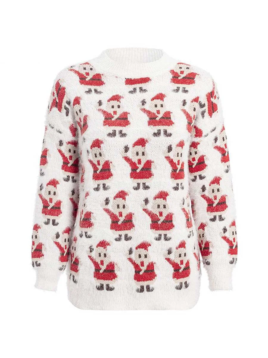 Christmas Sweater Chic Long-sleeved Print Knitted Pullover