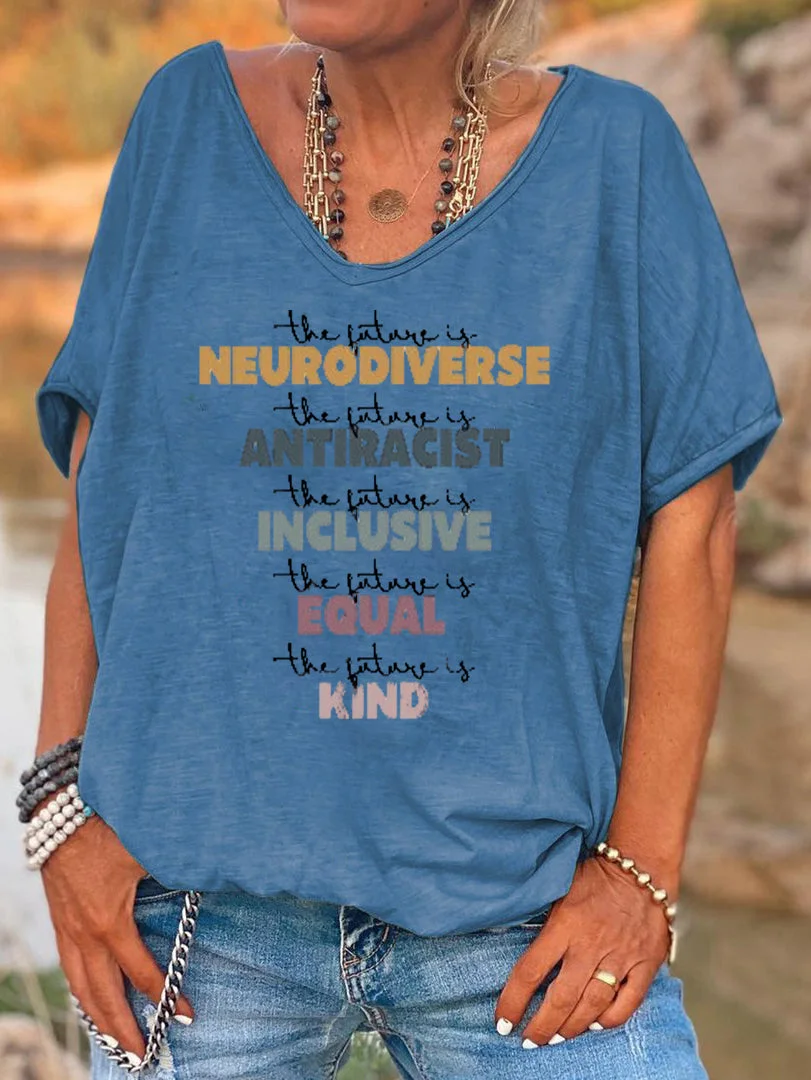 Short Sleeve Loose Be Kind Letter Printed T-shirt