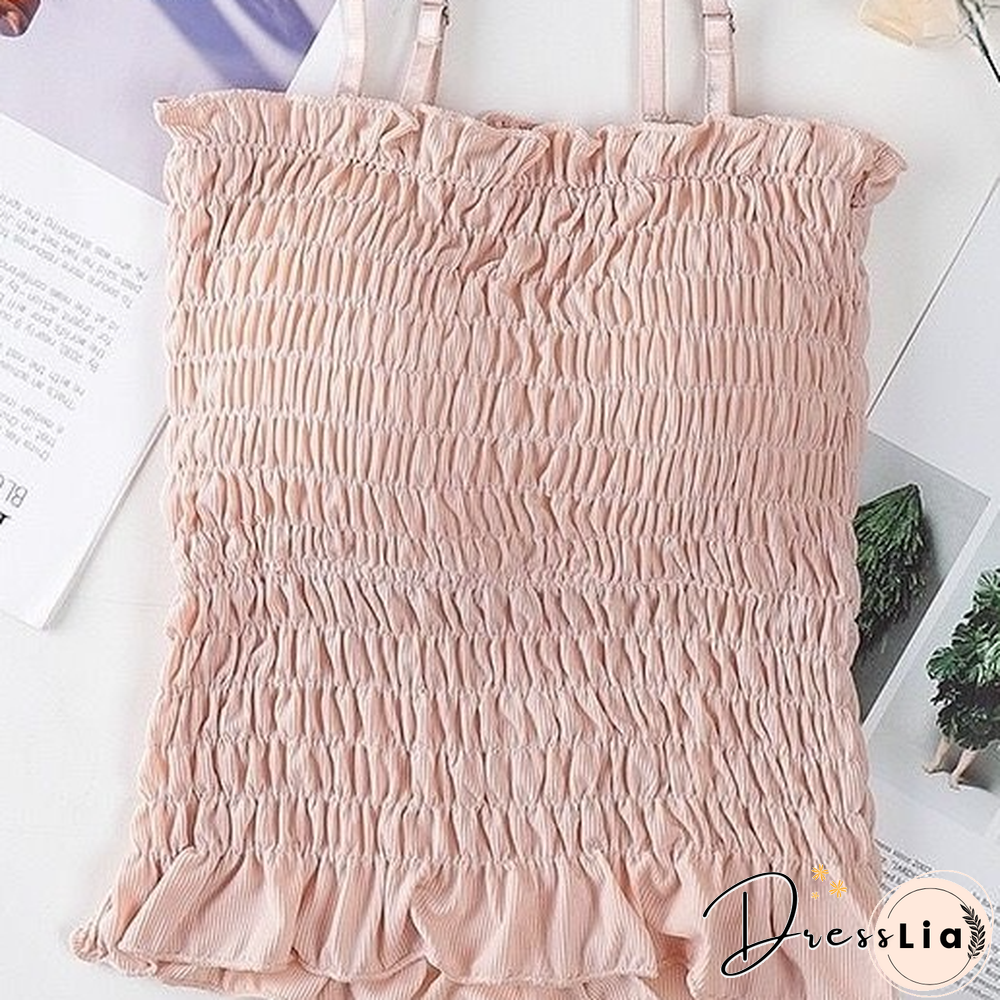 Camisole Women All Match Ruffles Female Summer Candy Color Ulzzang Sweet Preppy Style New Hot Sale Basic Mujer De Moda Soft Chic