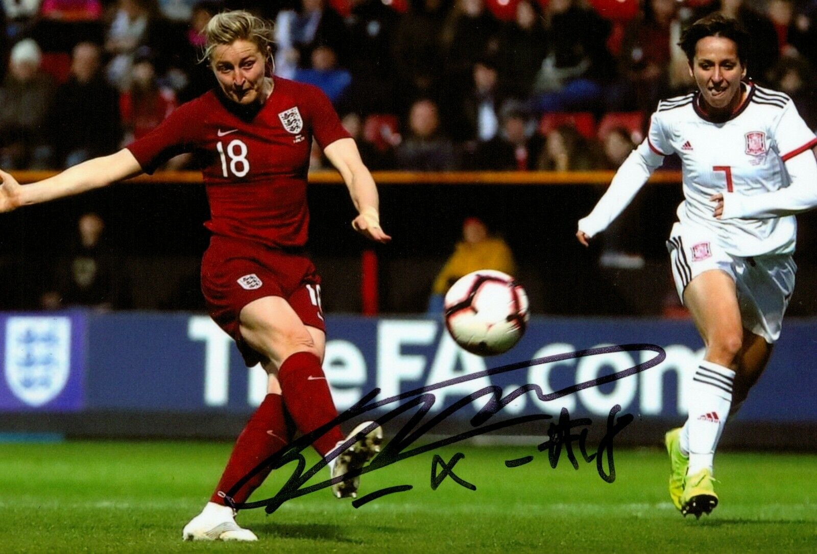 Ellen White Hand Signed 6x4 Photo Poster painting England Manchester City Womens Autograph + COA