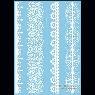 1sheet White Lace Henna Flash Tattoo Butterfly Feather Fake Temporary Tatoo Sticker Summer Style Body Art Beauty Jewelry J017