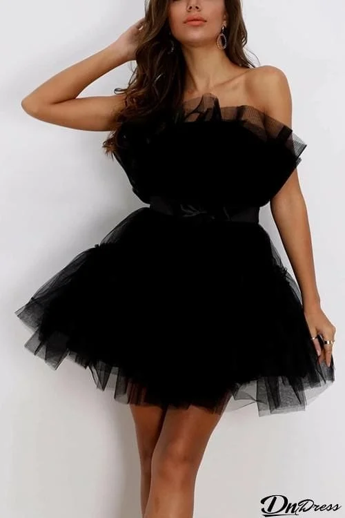 Strapless Layer Bubble Mini Dress