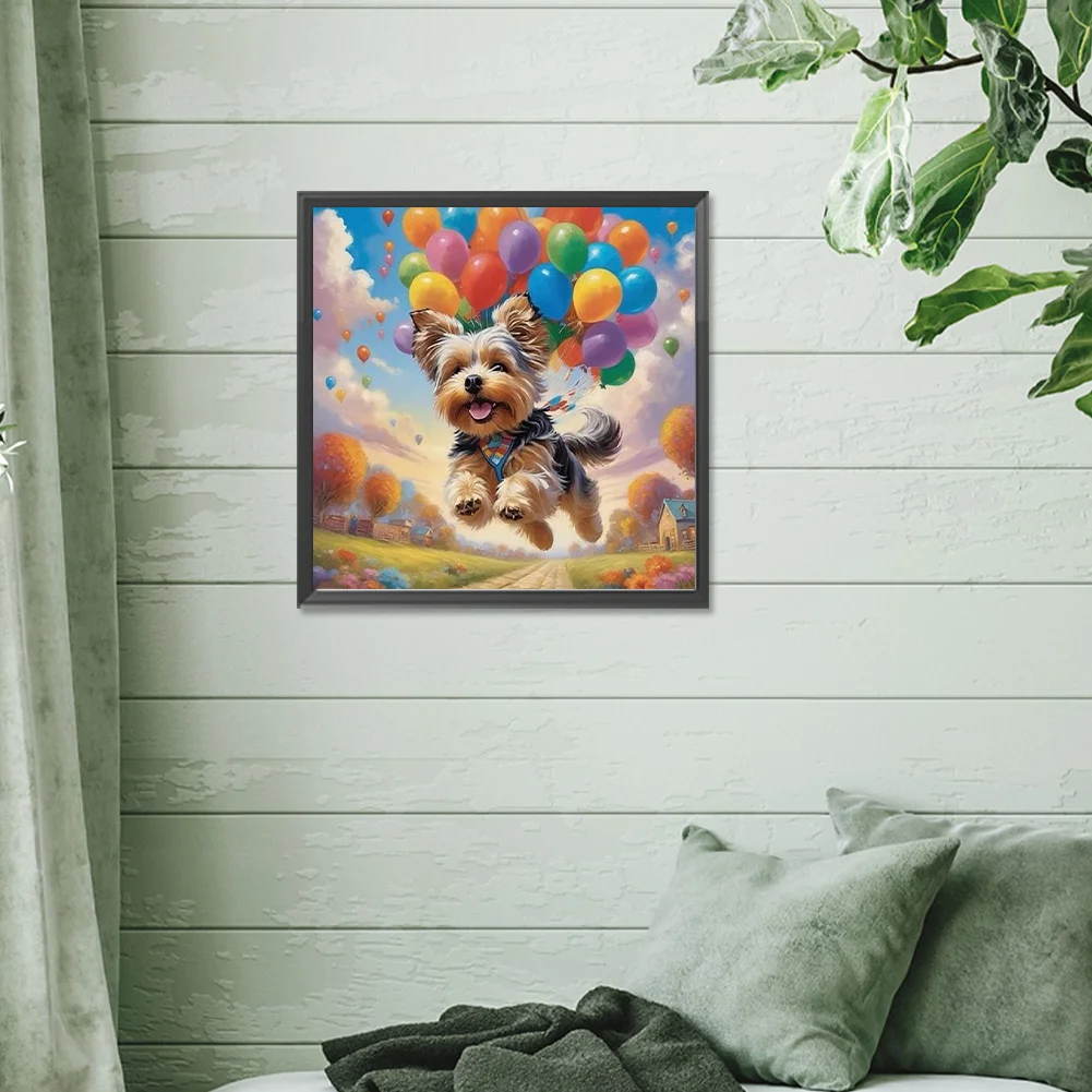 Diamond Painting - Full Round Drill - Balloon Puppy(Canvas|30*30cm)