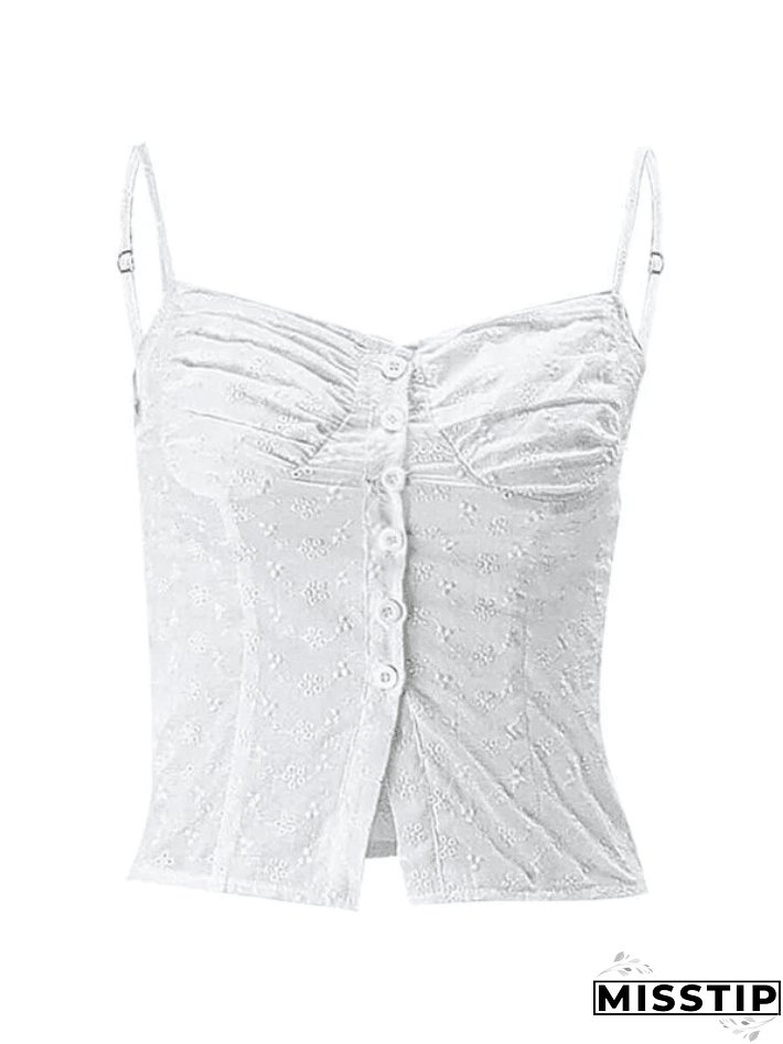 Buttoned Broderie Lace Cami Top