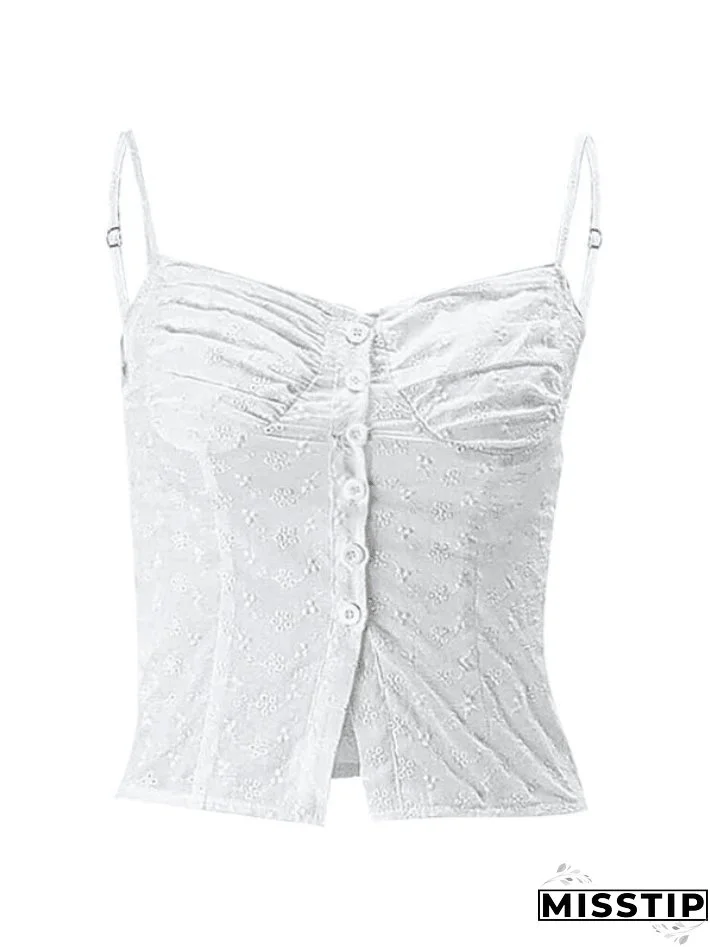 Buttoned Broderie Lace Cami Top