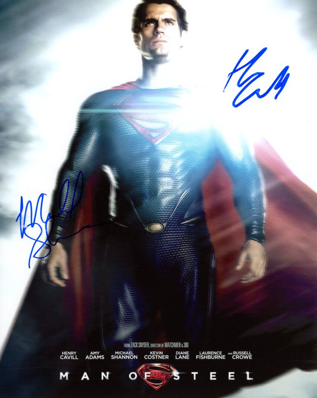 HENRY CAVILL and MICHAEL SHANNON autographed MAN OF STEEL SUPERMAN 11x14 Photo Poster painting