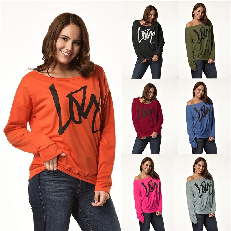 Plus size 5 XL love Women hoodies sweatershirt 2021 O Neck Fashion Couple streetwear Casual Trend Tops