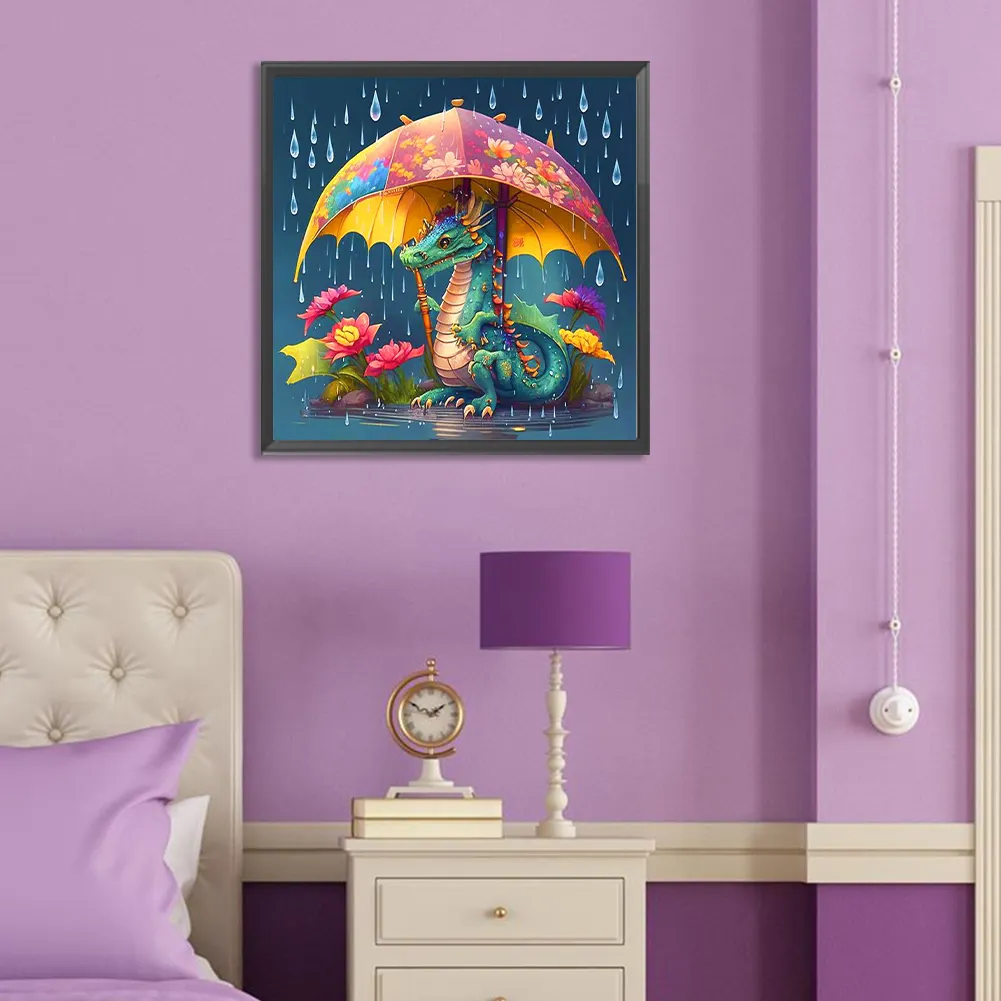 Diamond Painting - Full Round Drill - Umbrella Dragon(Canvas|30*30cm)