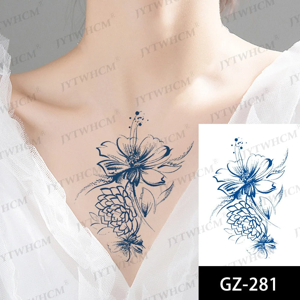 Juice ink Long lasting tattoos Sticker Moon Mountain River Forest Butterfly Waterproof Temporary Fake Tattoos Sexy Tatto Women