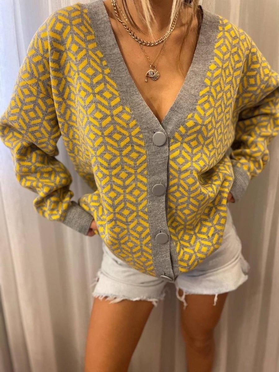 Women Long Sleeve Cardigan Graphic Knit Sweaters Coats