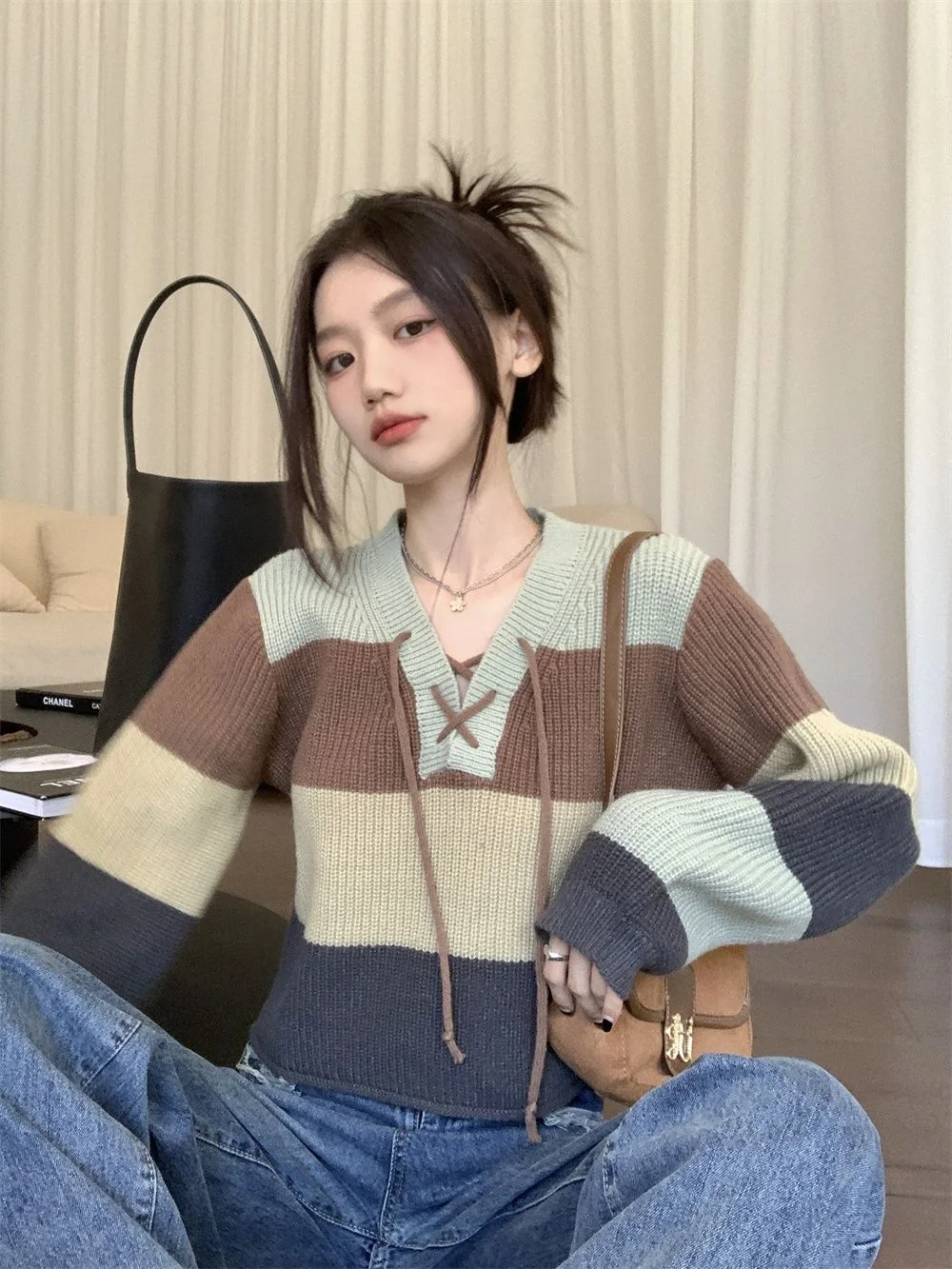 Uveng Uveng Colling Colored T-Sleeve Sweater Girl 2023 Spring And Autumn 2023 New Design Captender Vintage Spice Girl Long Sleeve T-Shirt