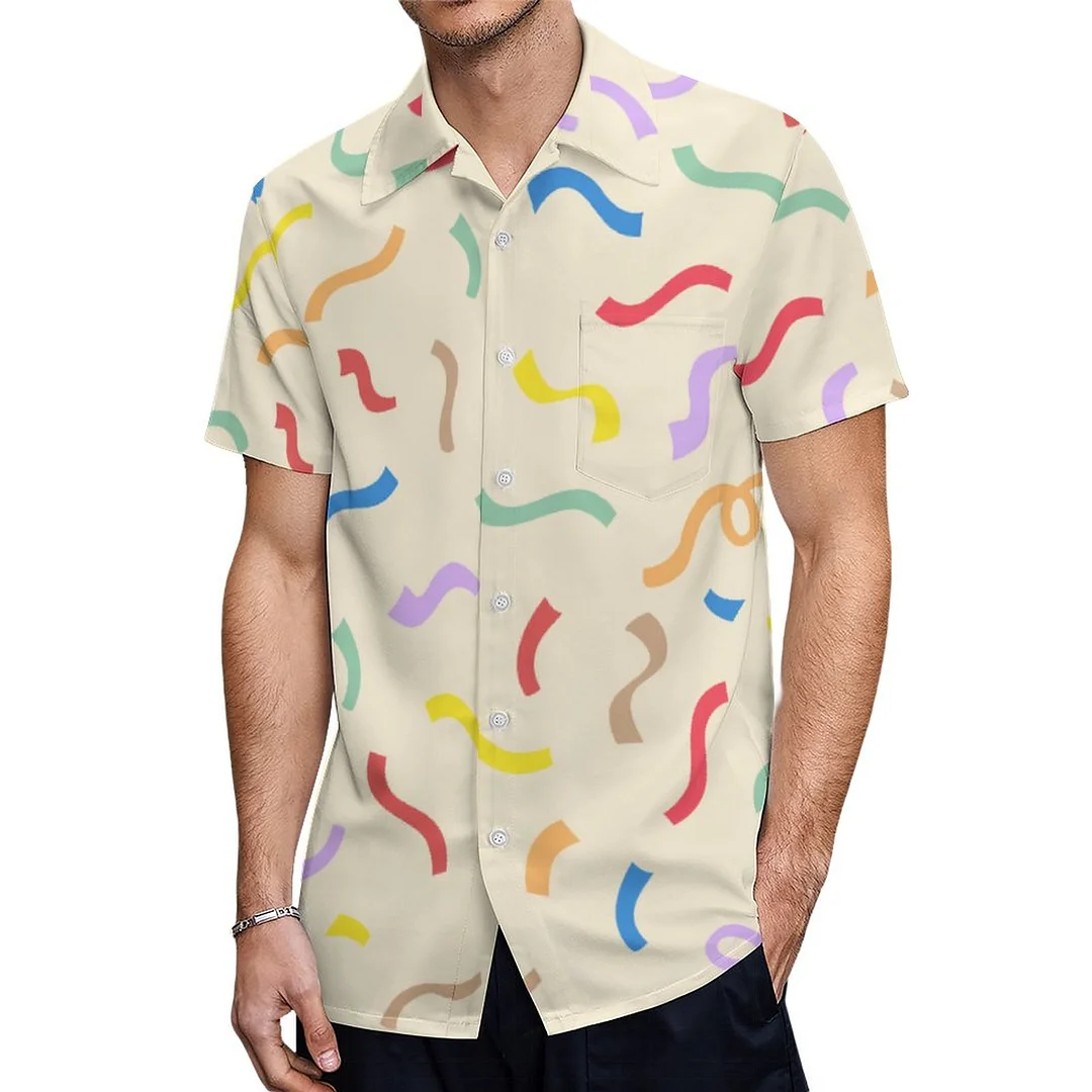 Short Sleeve Colorful Confetti Hawaiian Shirt Mens Button Down Plus Size Tropical Hawaii Beach Shirts