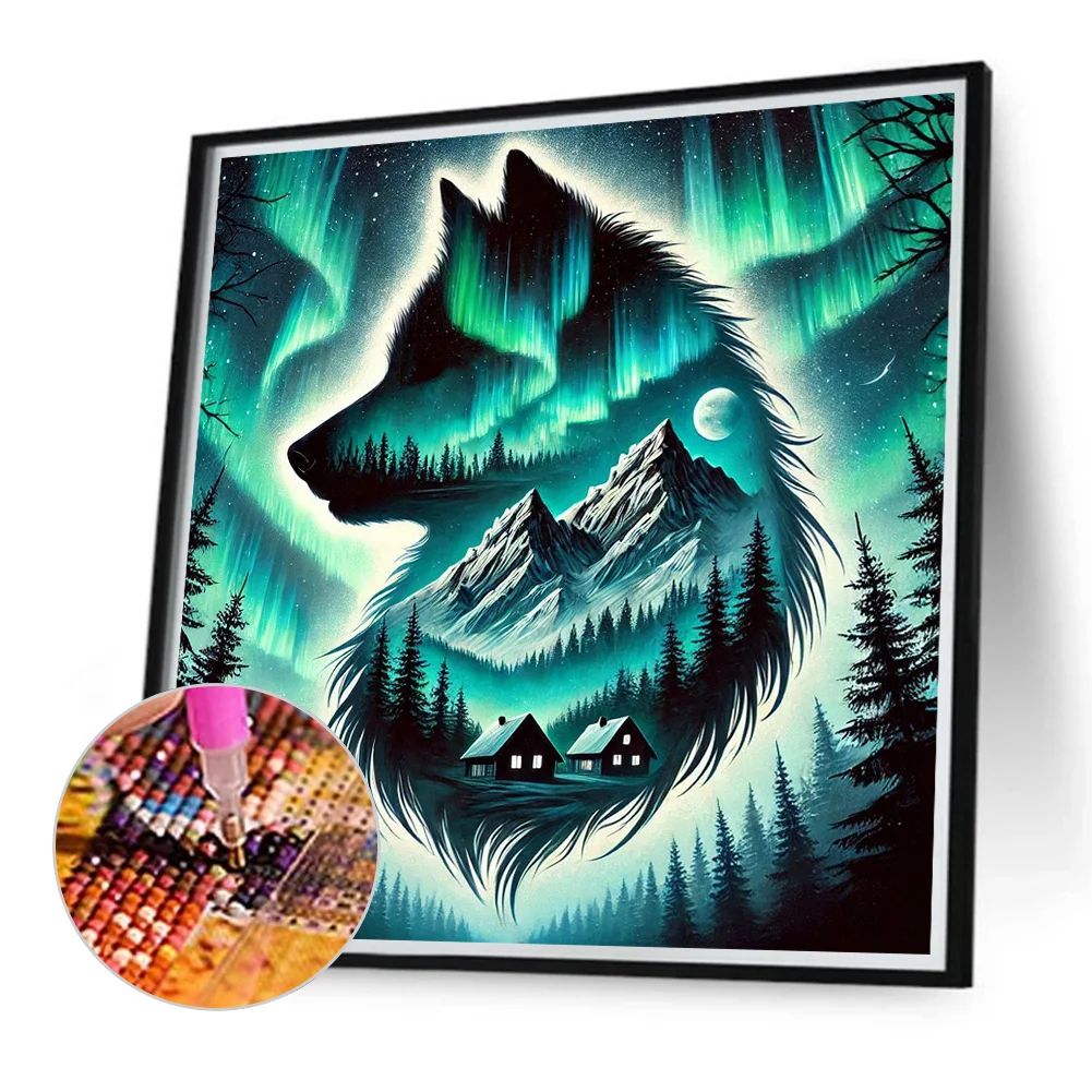 Diamond Painting - Full Round Drill - Aurora Wolf(Canvas|40*40cm)