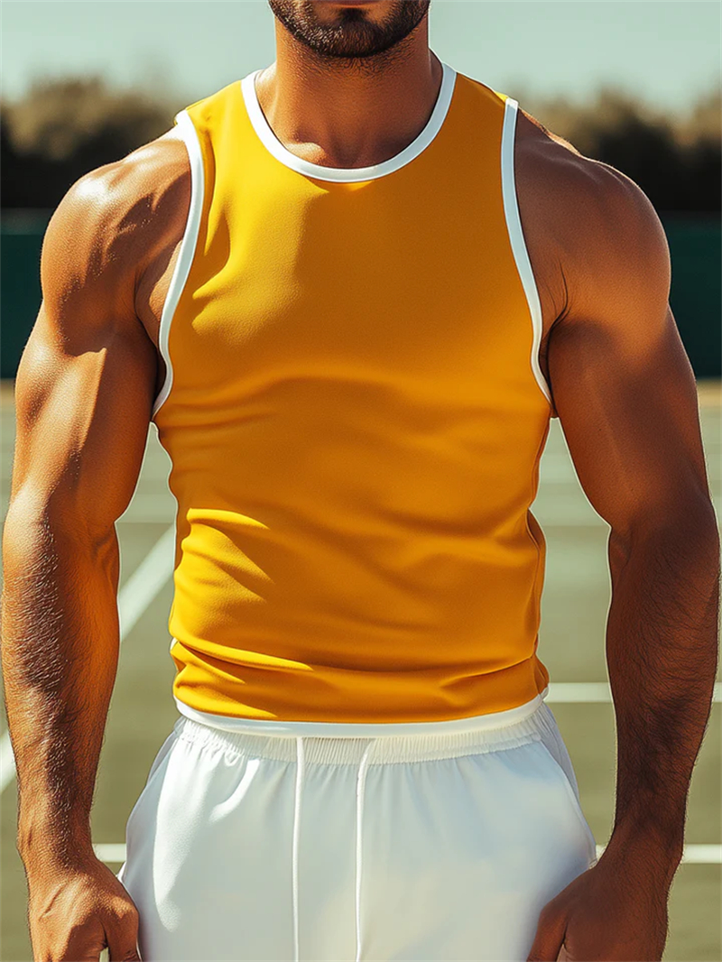 Simple Fashion Mens Streetwear Tank Tops Summer Trend Crew Neck Sleeveless 3D Printed Vest Loose Breathable Sports Tees Tops