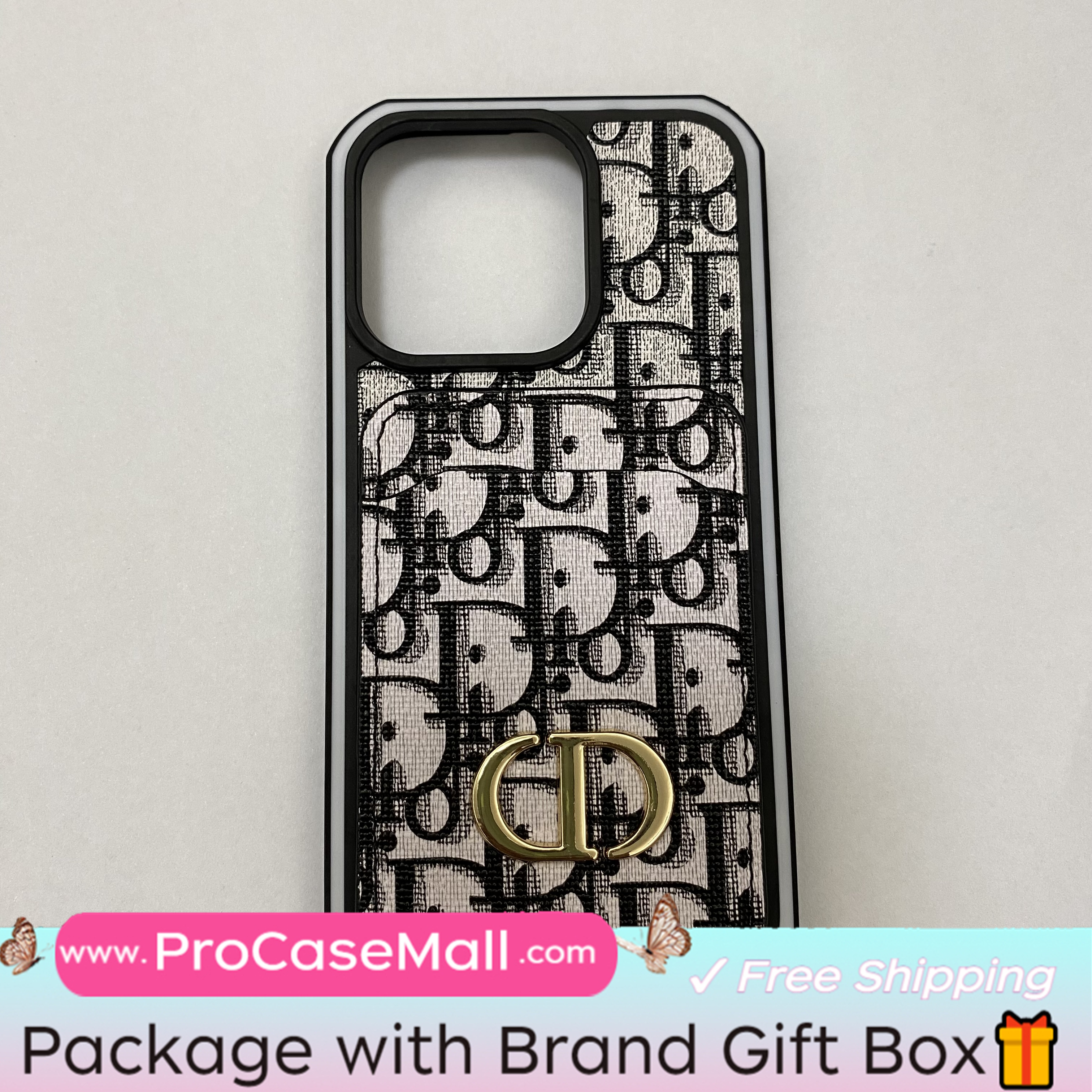 Dior Card Slot Luxury CD Metal Logo Apple iPhone Case