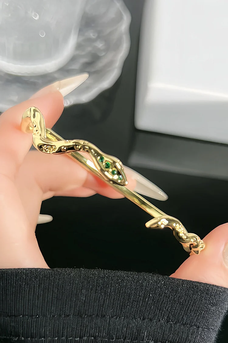 Rhinestone Snake-Shaped Irregular Open Bracelet Open Rings Jewelry Set