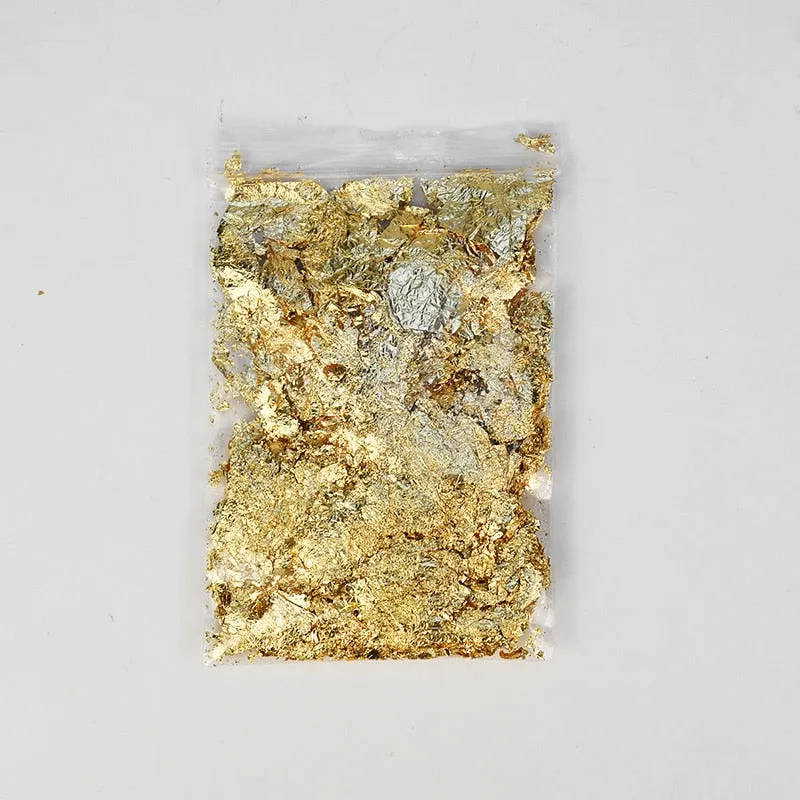 3g Imitation Gold Sliver Copper Foil Sequins Glitter Craft Leaf Flake Sheet Shiny Foil Paper For Gilding DIY Nail Art Decoration