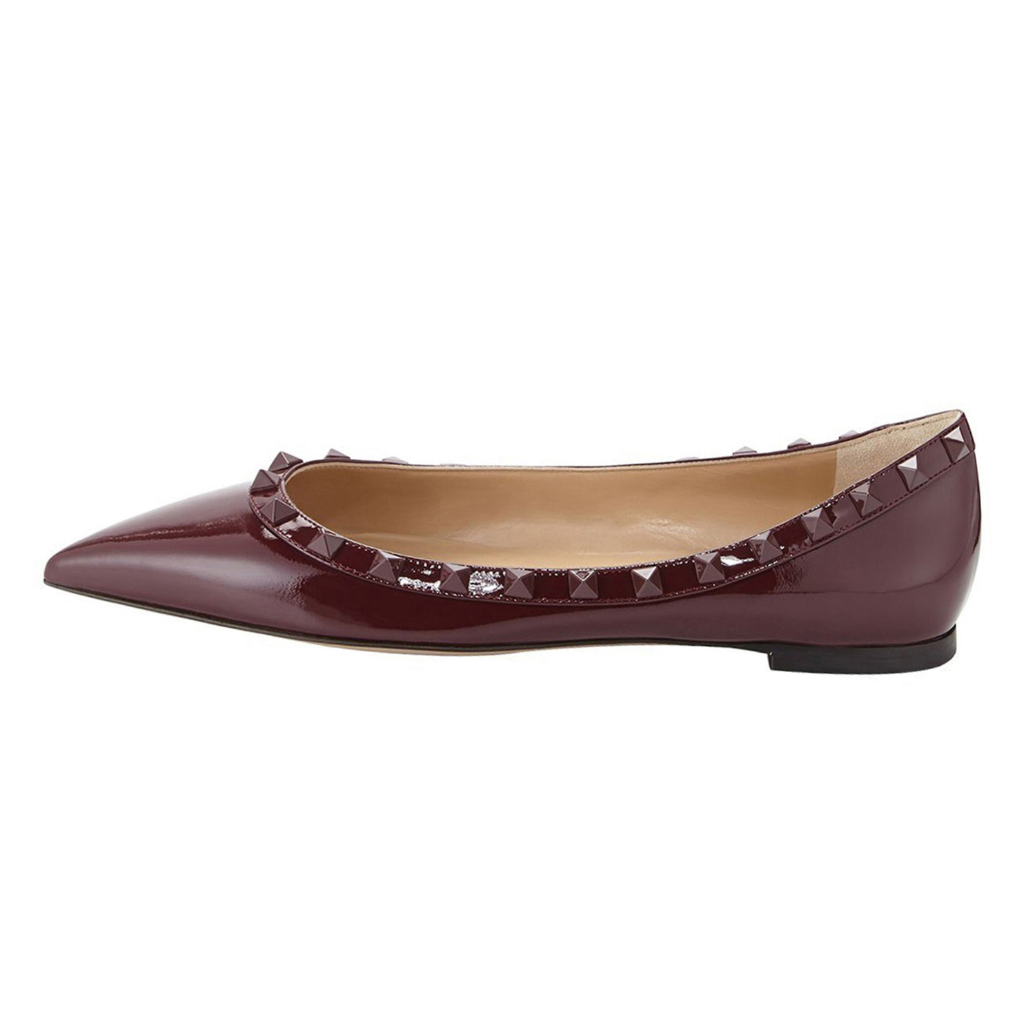 Pointed Toe Flats For Women Fashion Rivets Comfort Ballet Flats Shoes-vocosishoes