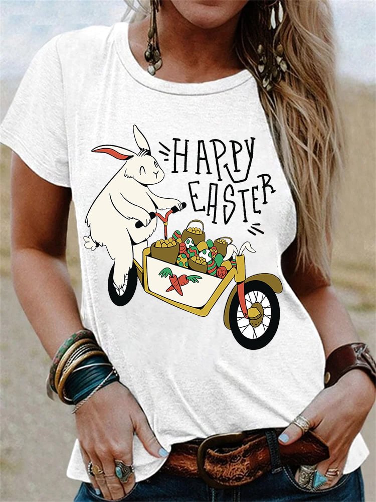 VChics Cute Rabbit Easter  Print T-Shirt