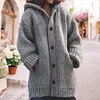 Gioiacombo&trade; Cappotto cardigan con cappuccio maglione di media lunghezza da donna