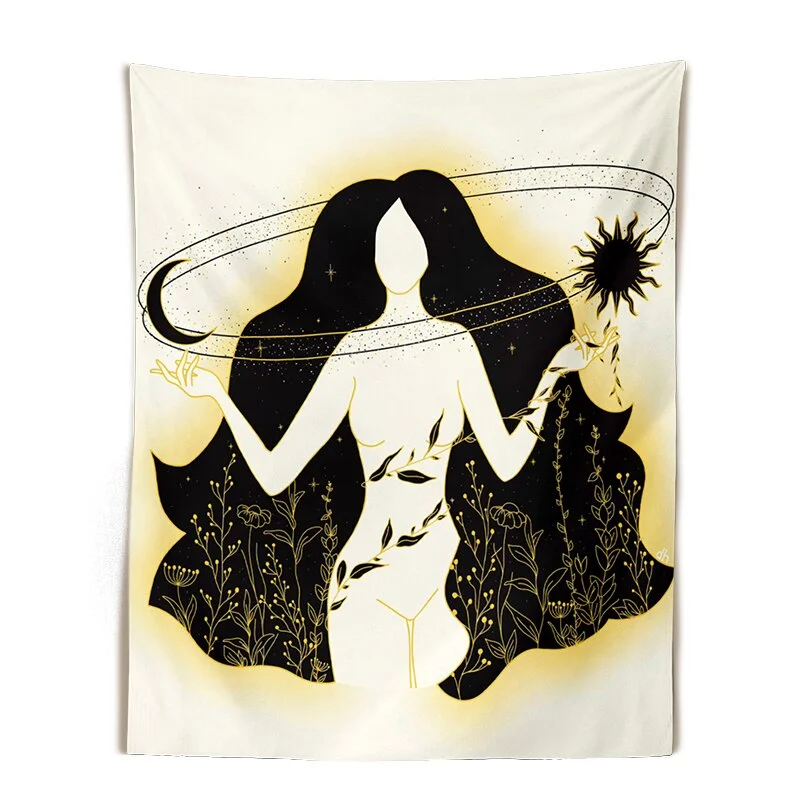 Psychedelic mushroom woman Tapestry Wall Hanging Mental health art Hippie decor Fungi woman Bohemian feminine Tapestry wall art