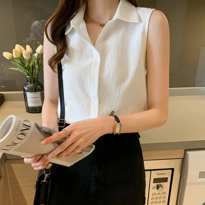 Woherb Woherb Style Summer Solid Color Basic Vest Vest Women Wear A Shirt Sleeveless Chiffon Bottom Inside The Top-Outfit Ideas