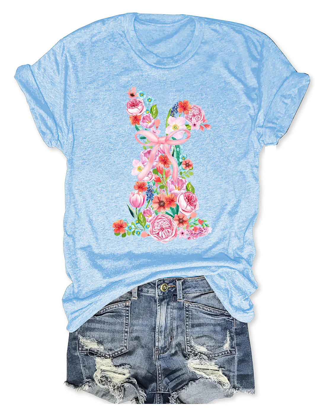 Watercolor Floral Easter Bunny T-shirt