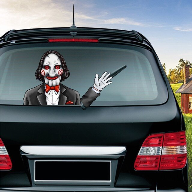 Halloween Horror Car Stickers Removable Rear Windshield Decals Decoration - Billy Puppet