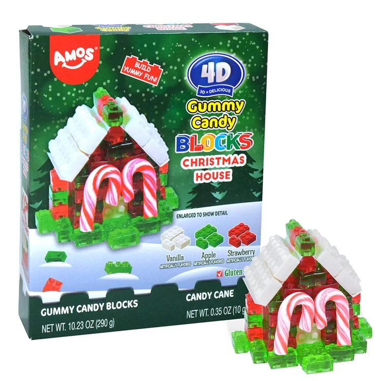 AMOS Amos Chrismas gummy candy blocks edible lego candy bricks themed gift party-Christmas House (Pack of 1)
