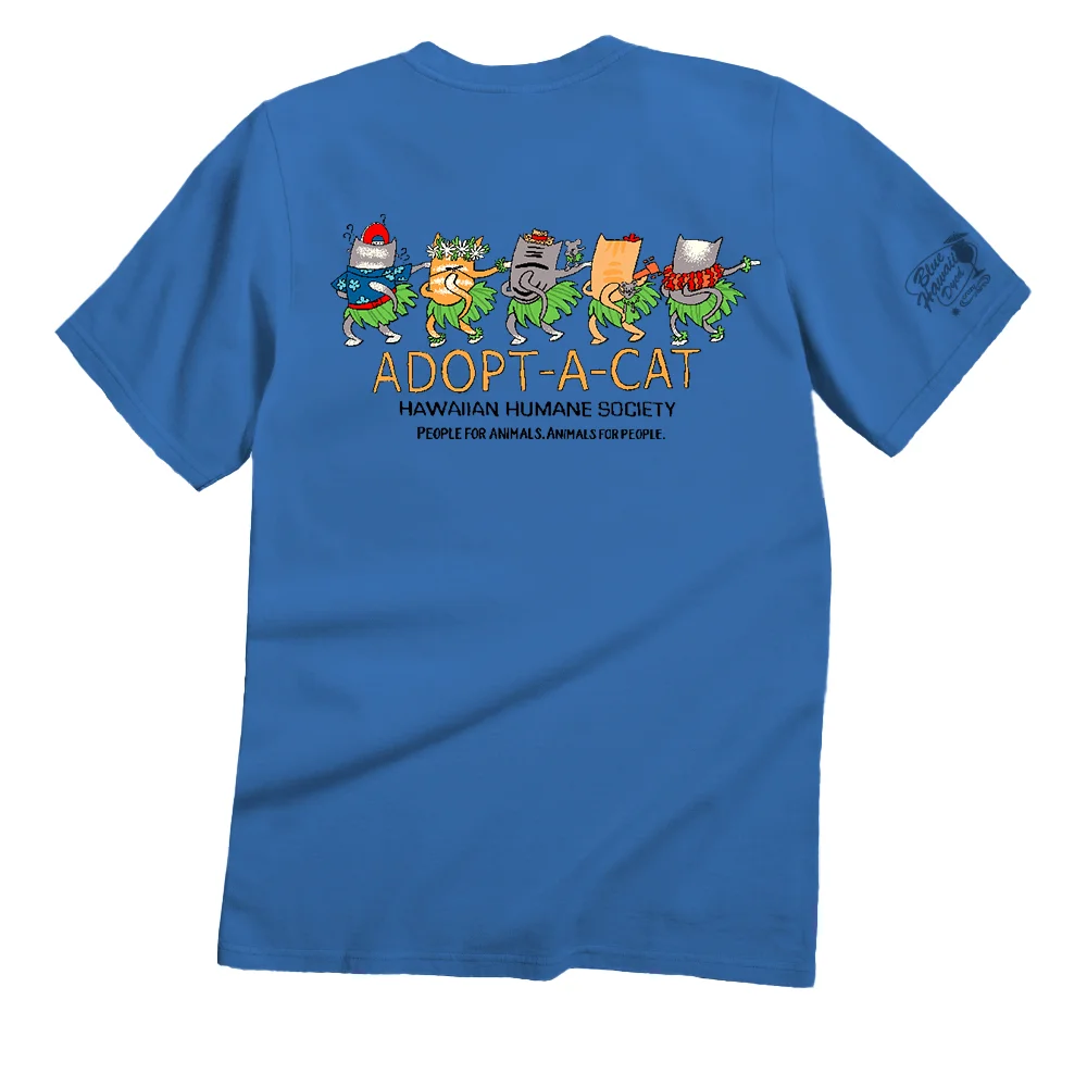  Adopt-A-Cat Hawaiian Themed T-Shirt for Animal Lovers