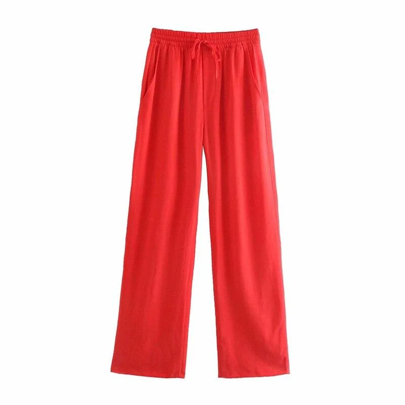 PUWD Casual Women High Waist Straight Pants 2021 Spring-autumn Fashion Ladies England Style Pants Female Solid Color Trousers