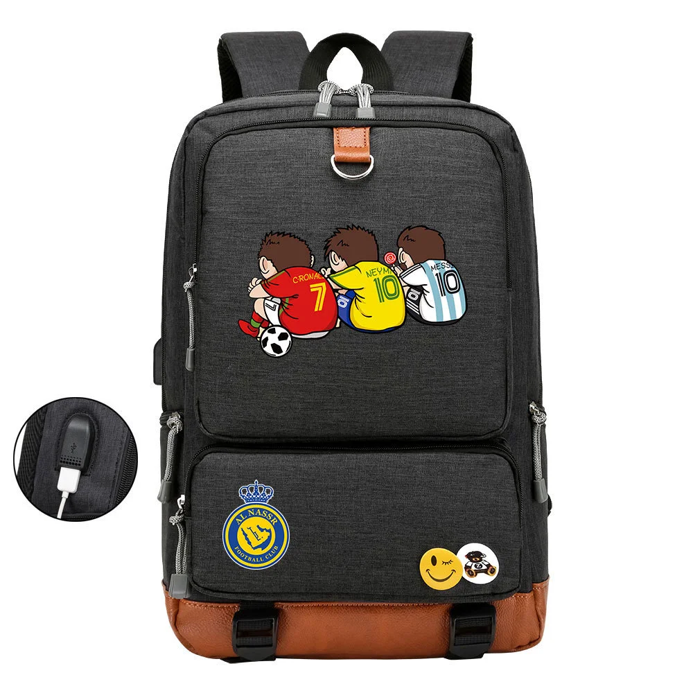 Buzzdaisy Get Sports-Ready with Cristiano Ronaldo Printed Multi-Storage Backpack w/ USB and Laptop Space