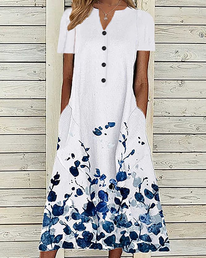 Plus size Short Sleeve Floral Casual Dresses