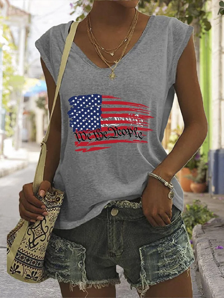 American Independence Day V Neck T-shirt Tees-01986