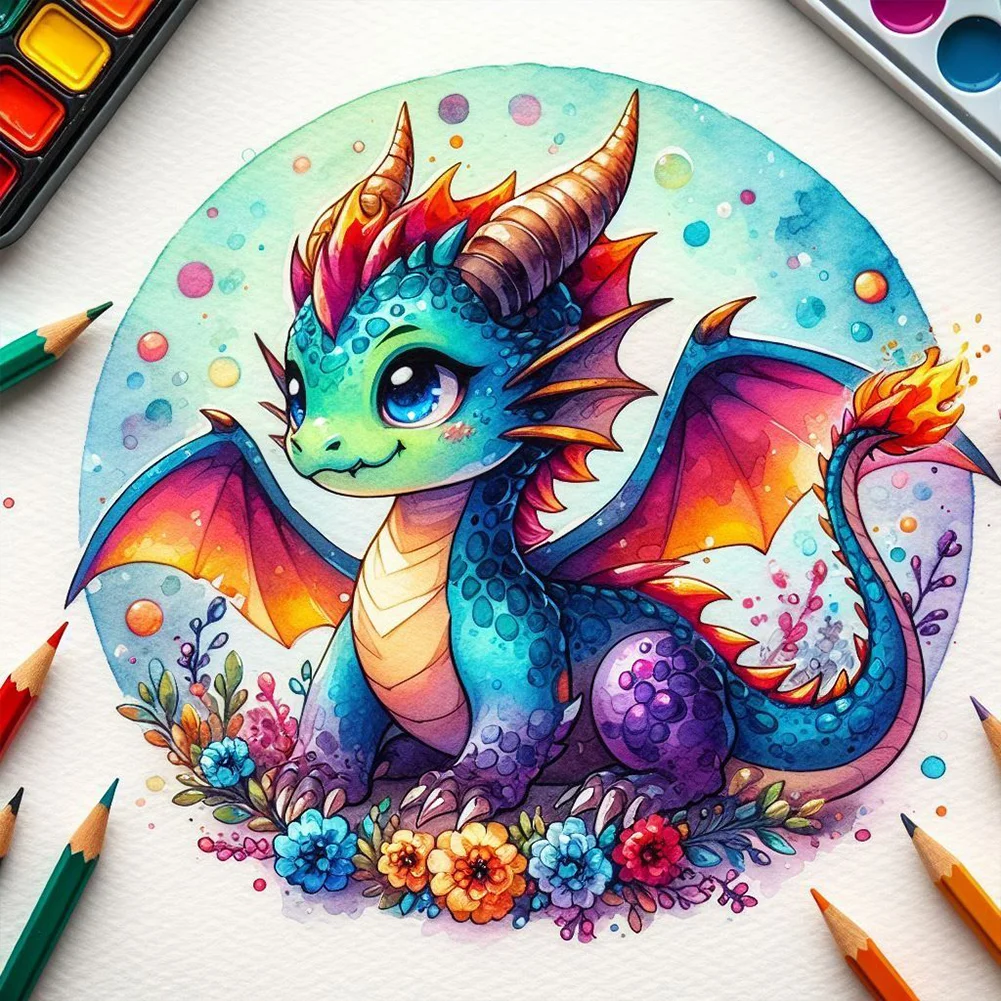 Full Round Diamond Painting 30*30cm - Dragon