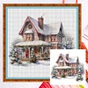 Christmas Cabin-Full Embroidery 2 Strands 18CT Counted Cross Stitch-35*35CM