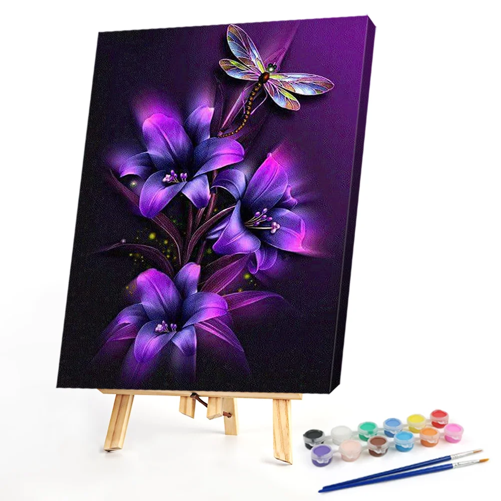 Flower and Dragonfly - Paint By Numbers(40*50CM)