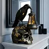 Resin Crow Skull Lamp Gothic Crow Night Light Handcrafted Retro Skull Lamp