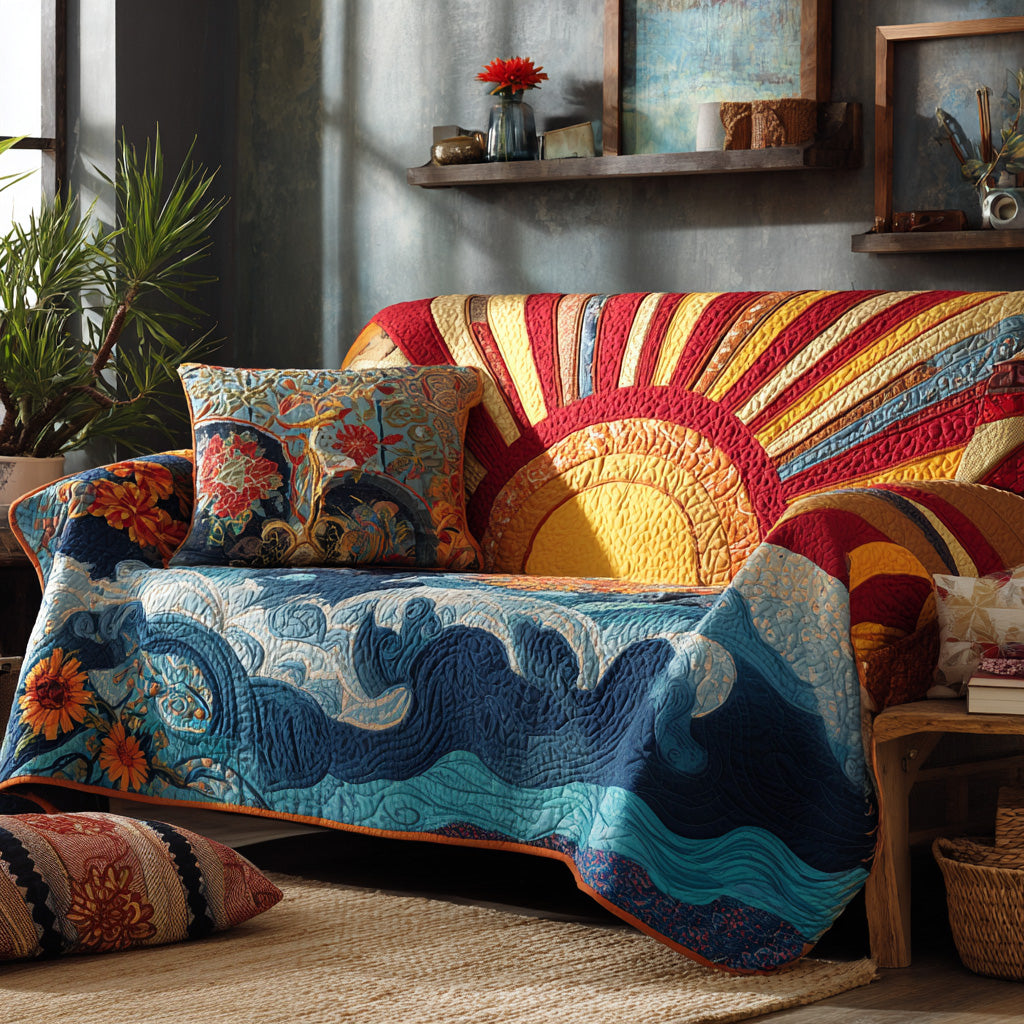 Tropical Sunburst Quilted Sofa Cover NCU0VL3000 everthome