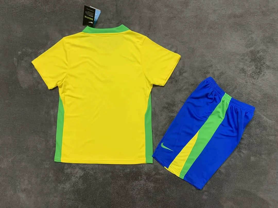 2025 Brazil Home Kids Kit Football jersey Thai Quality